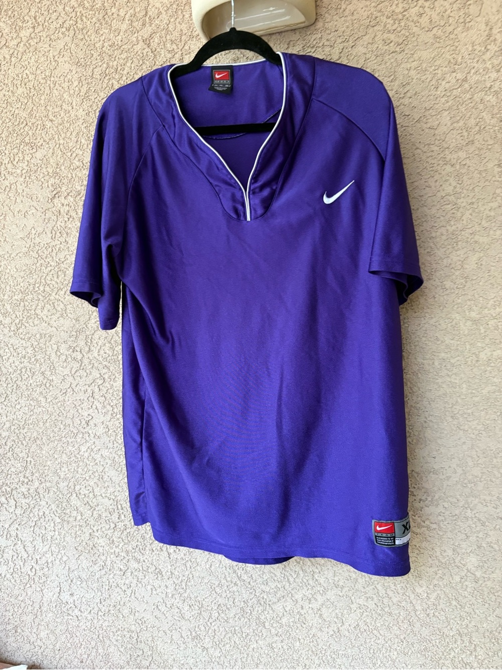 Nike Men’s Purple Short-Sleeve Athletic Jersey with White Swoosh